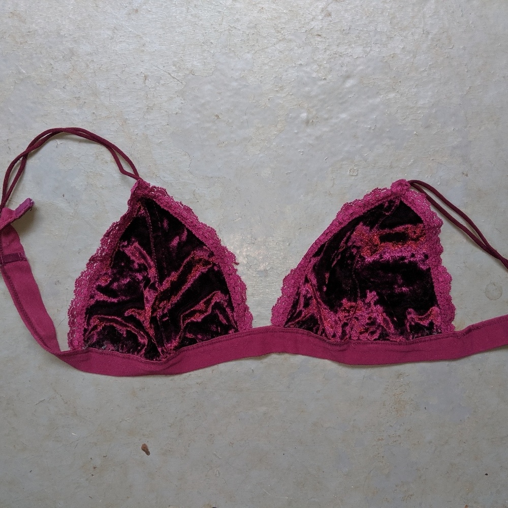 Red Crushed Velvet Bralette